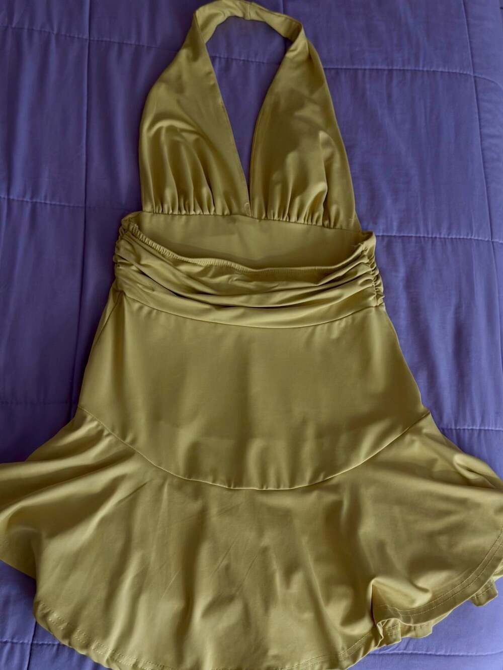 SHEIN Halter Romper Size M Yellow Ruffle V-Neck Backless - Picture 5 of 7